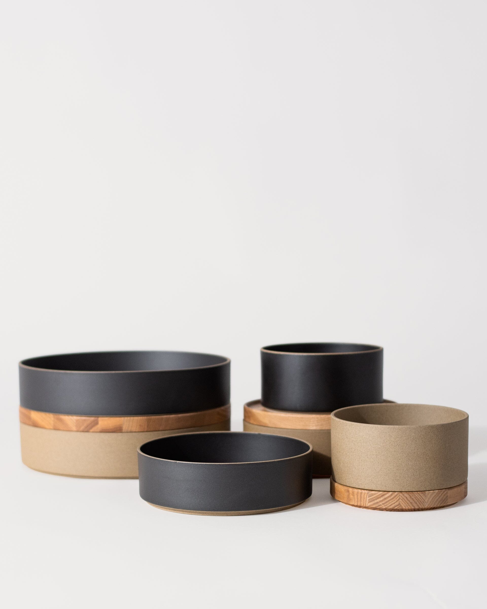 Hasami Porcelain Bowl and Ash Wooden Tray Group Shot 