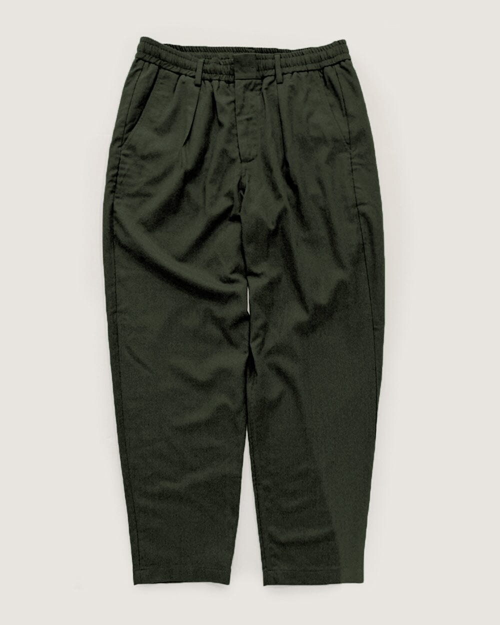The Mens Light Wool Pleated Pant Heather Dark Green
