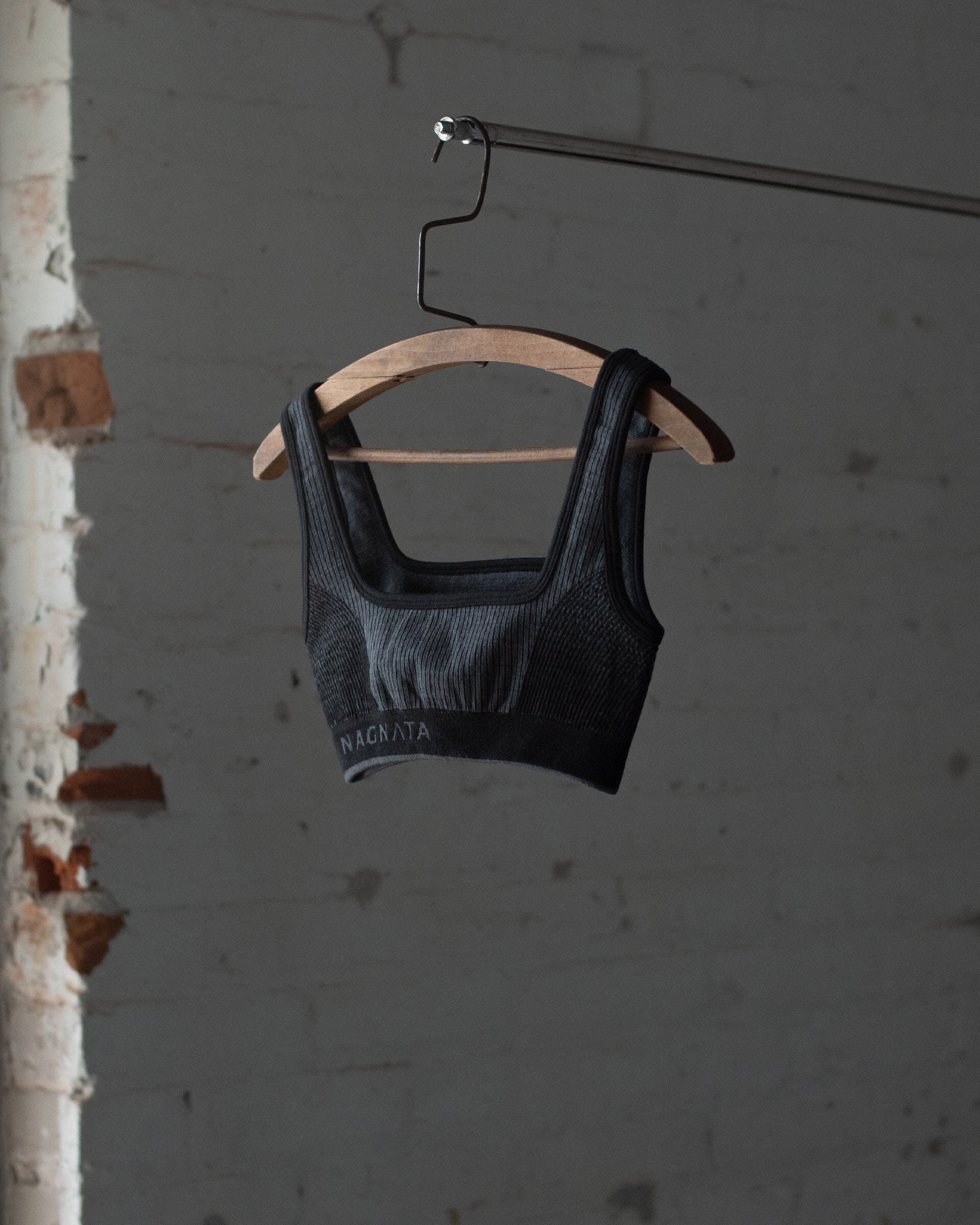 #color_black/charcoal Nagnata Rib Bralette in Black/Charcoal