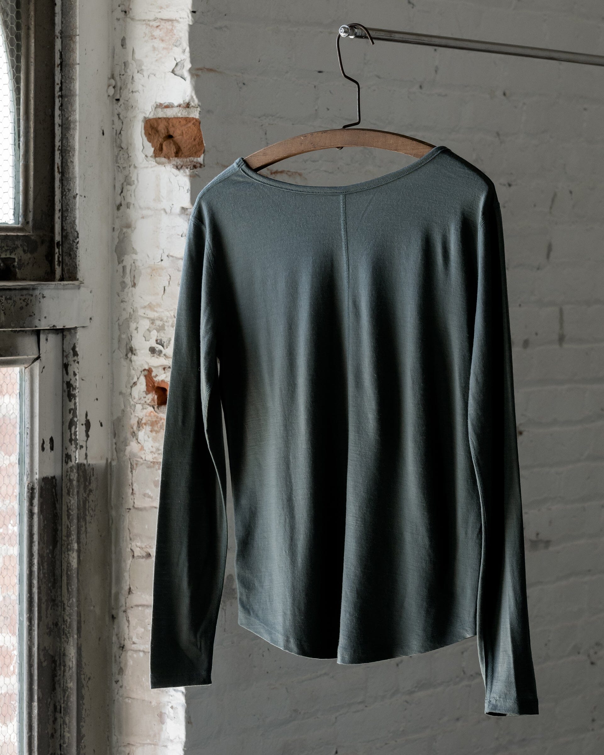 The 195 Merino Long Sleeve in Eucalyptus - Back #color_eucalyptus