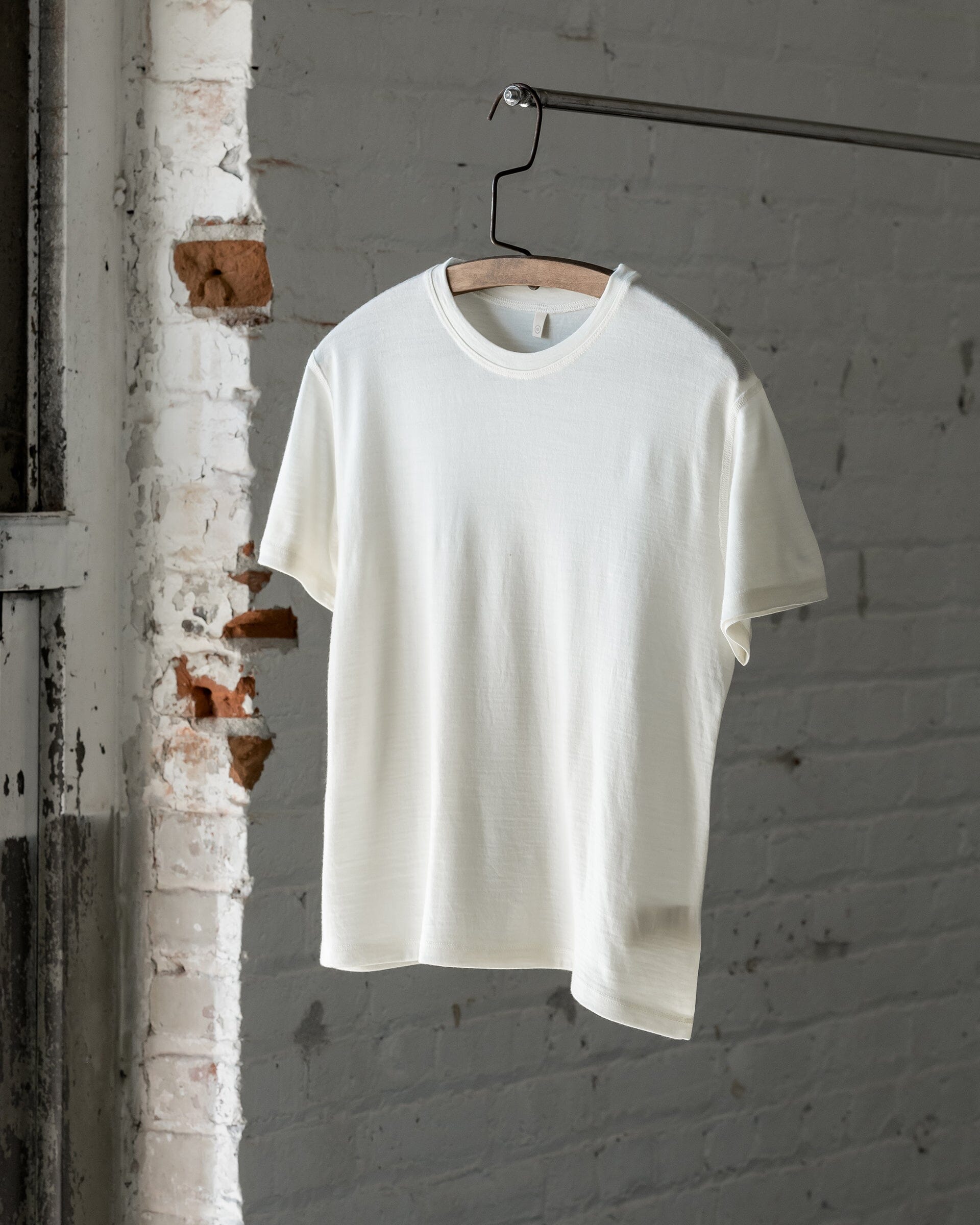 #color_vanilla The 195 Merino Relaxed Tee in Vanilla Front 