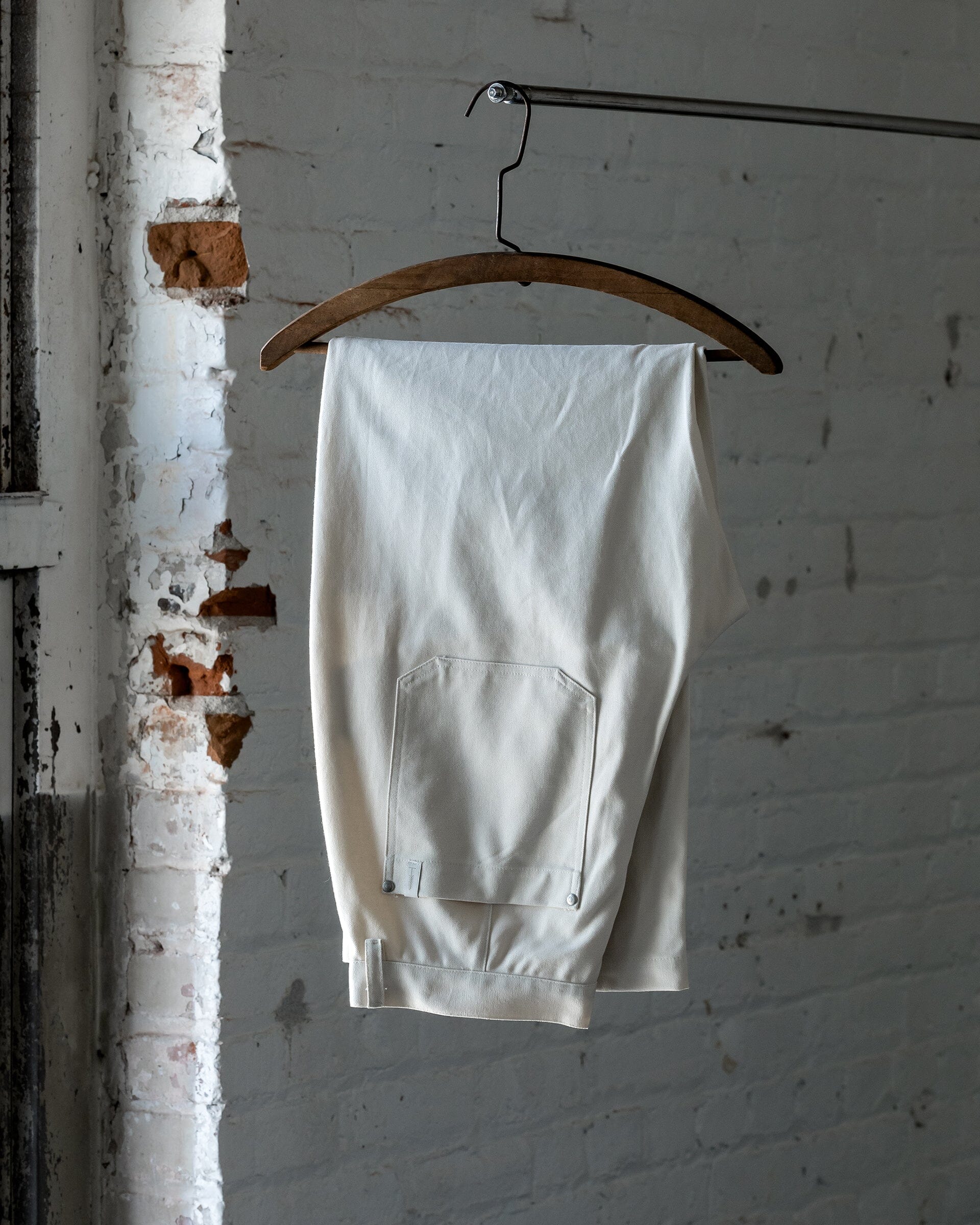 The Womens Canvas Work Pant in Salt - Folded #color_salt