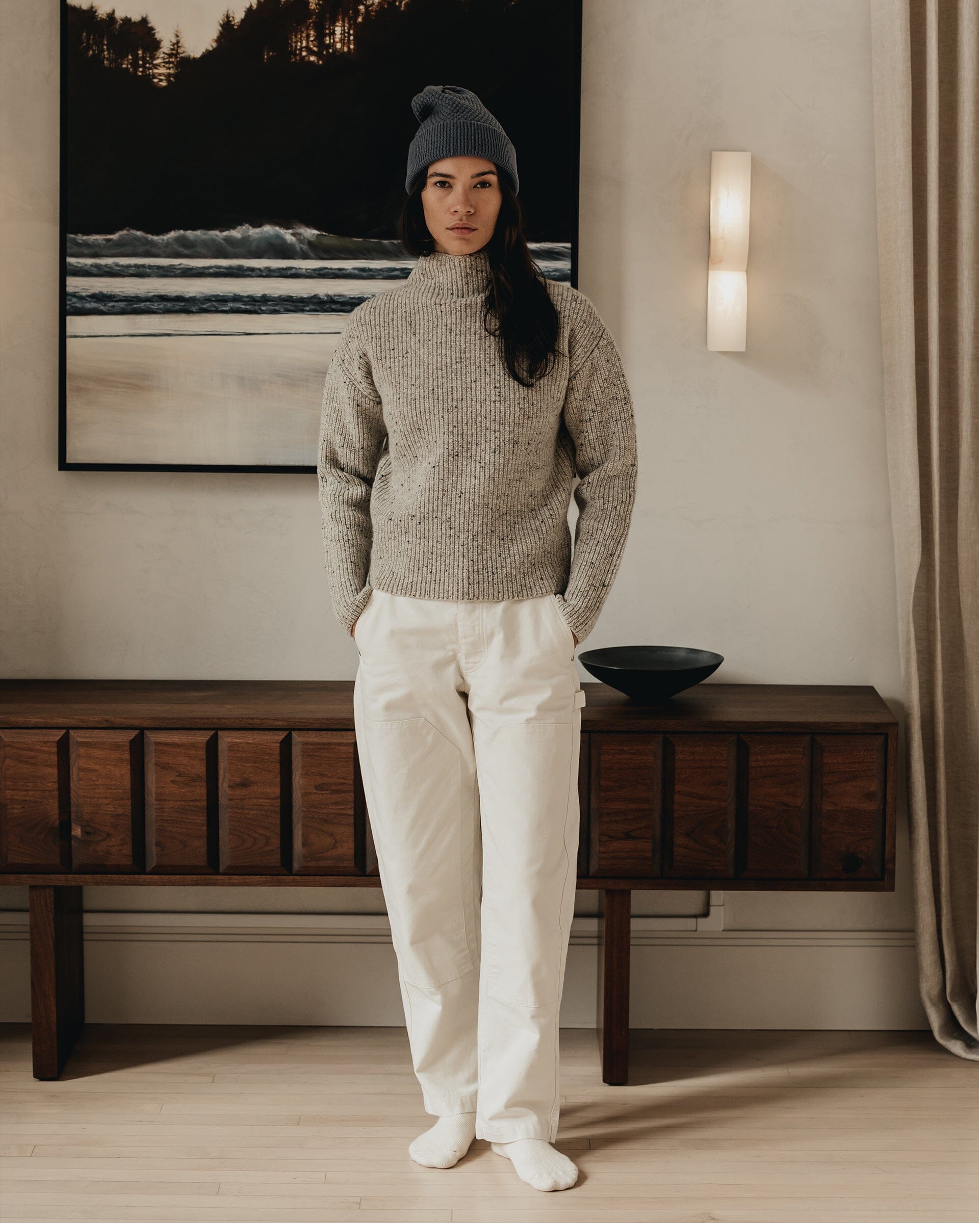 The Canvas Work Pant in Salt - Lifestyle