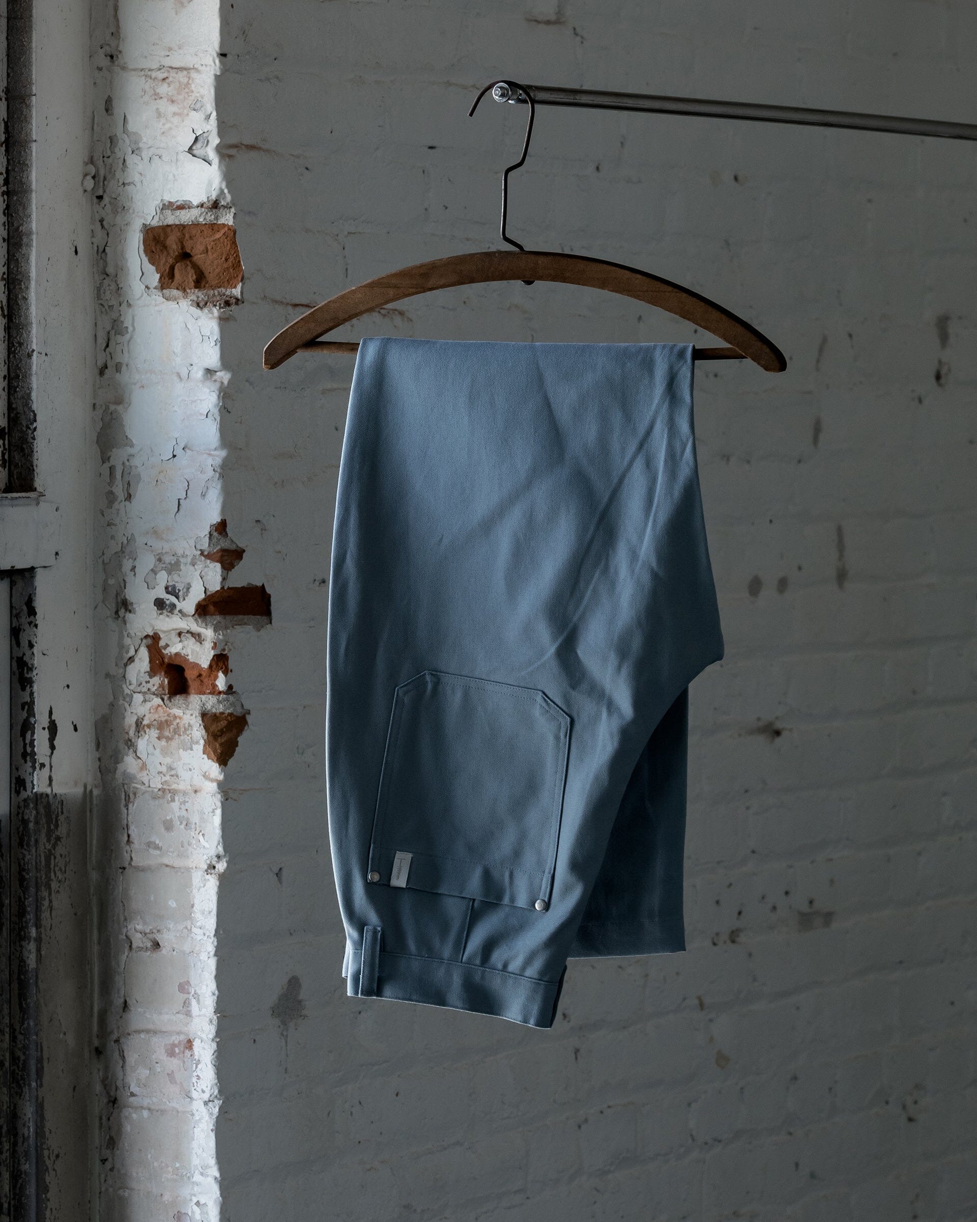 The Womens Canvas Work Pant in Sky Blue - Folded #color_sky blue