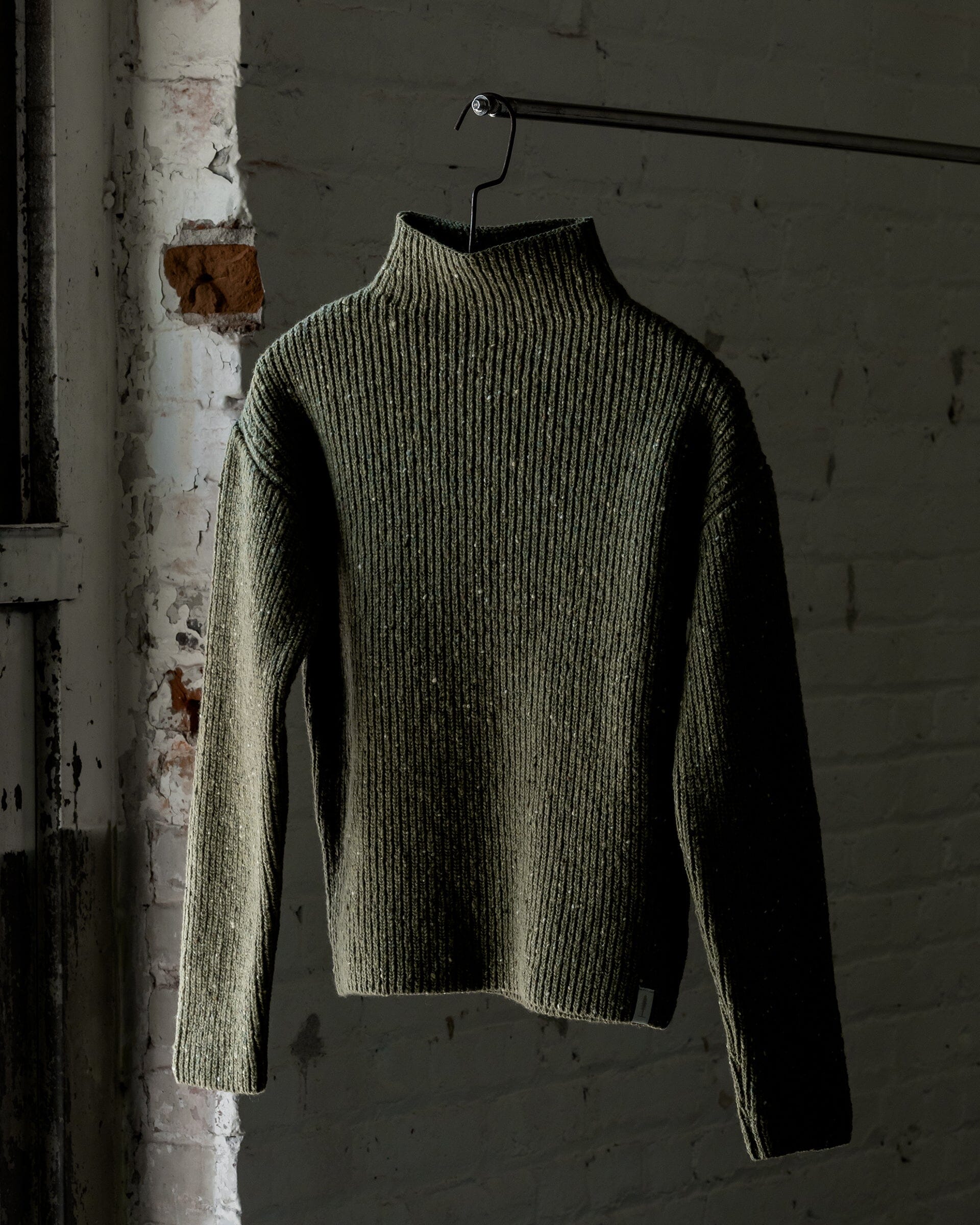 #color_speckled green The Women's Fisherman Sweater in Speckled Green Front 