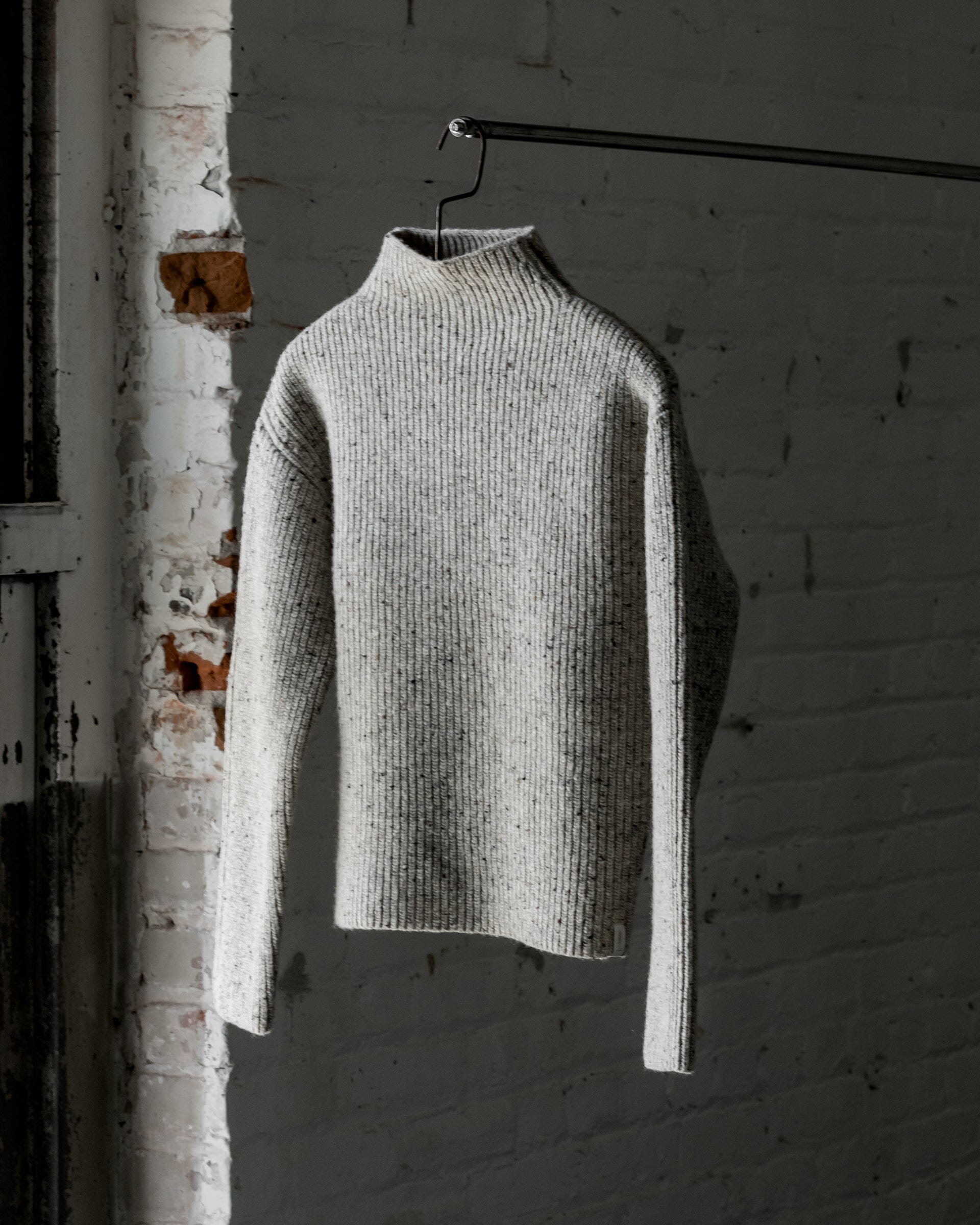 #color_speckled oat The Women's Fisherman Sweater in Speckled Oat Front 
