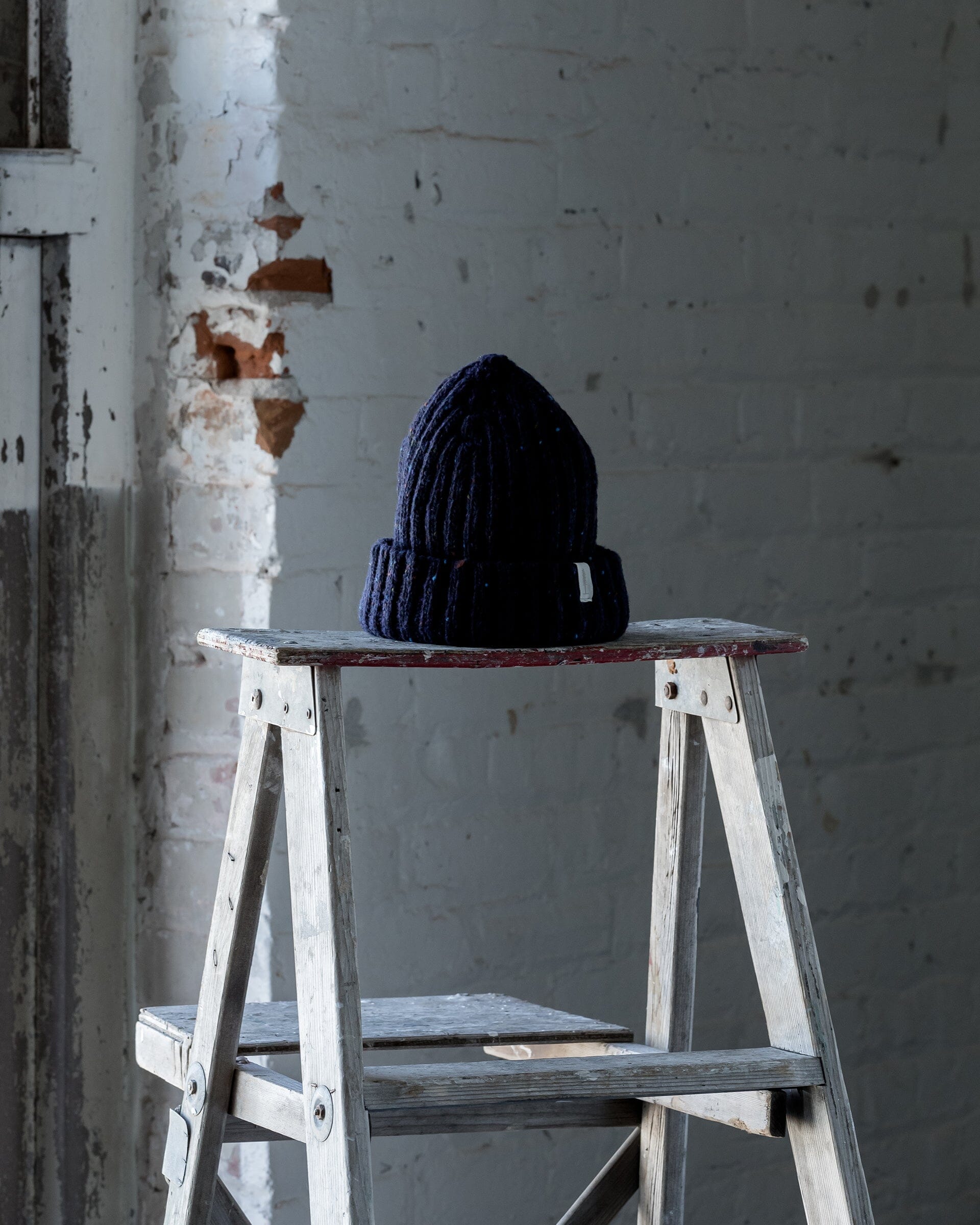 The Fisherman Toque in Speckled Navy Front #color_speckled-navy