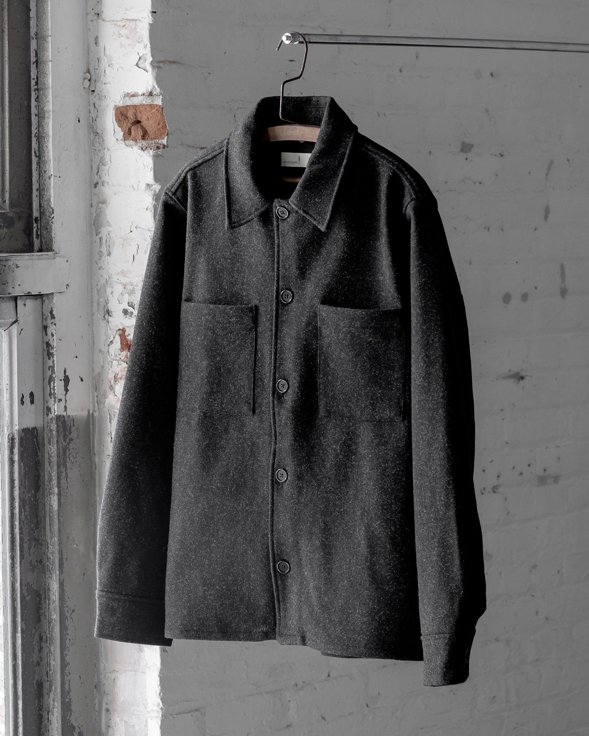 #color_charcoal The Mens Wool Harbour Coat in Charcoal Front