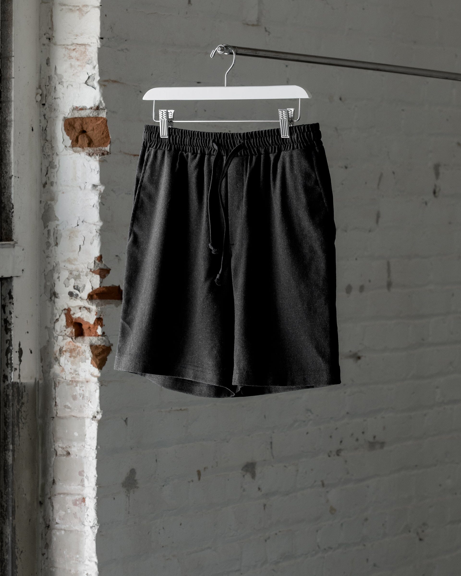 The Mens Light Wool Short in Heather Charcoal - Front #color_heather-charcoal