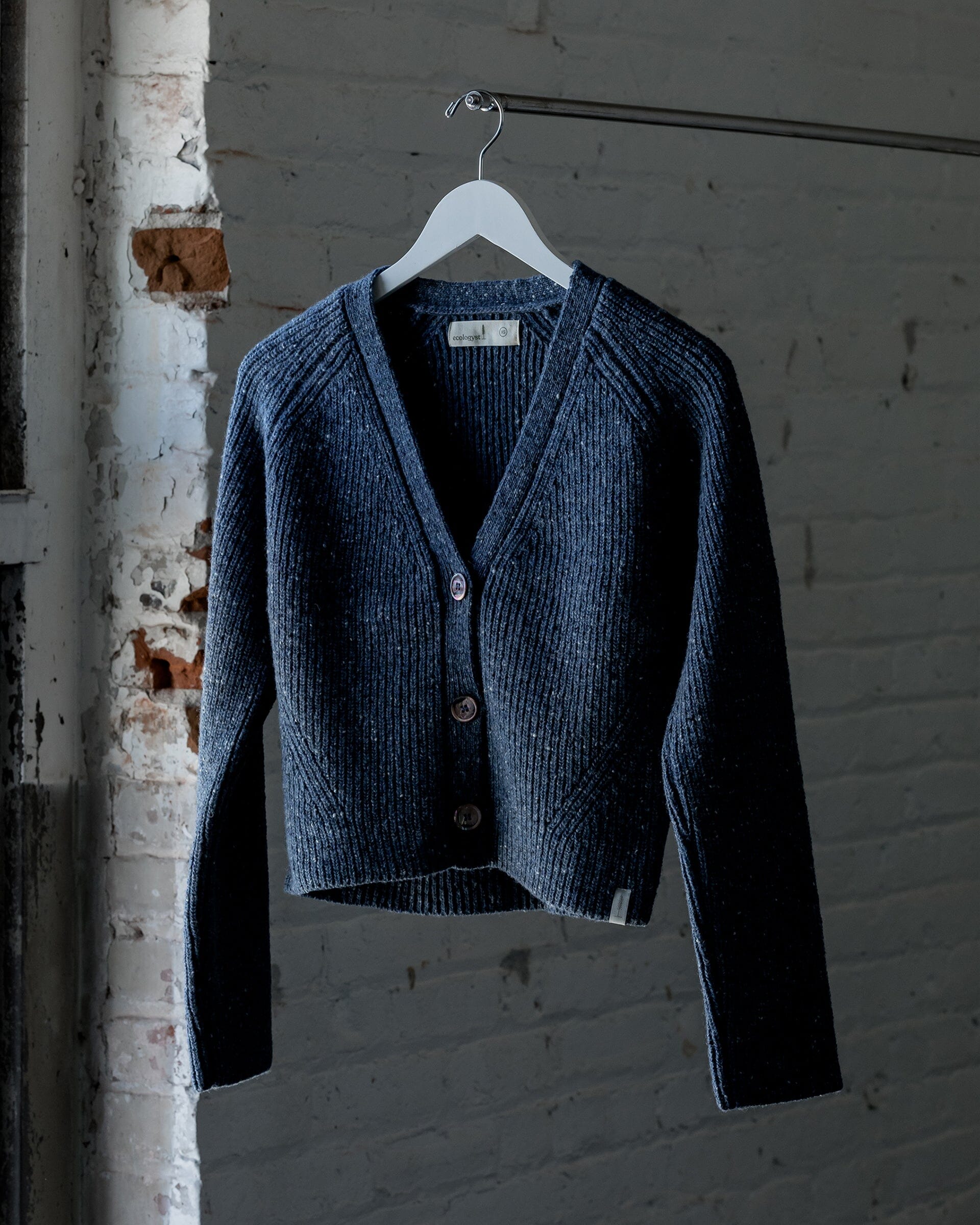 #color_speckled blue The Port Cardigan Speckled Blue Front 