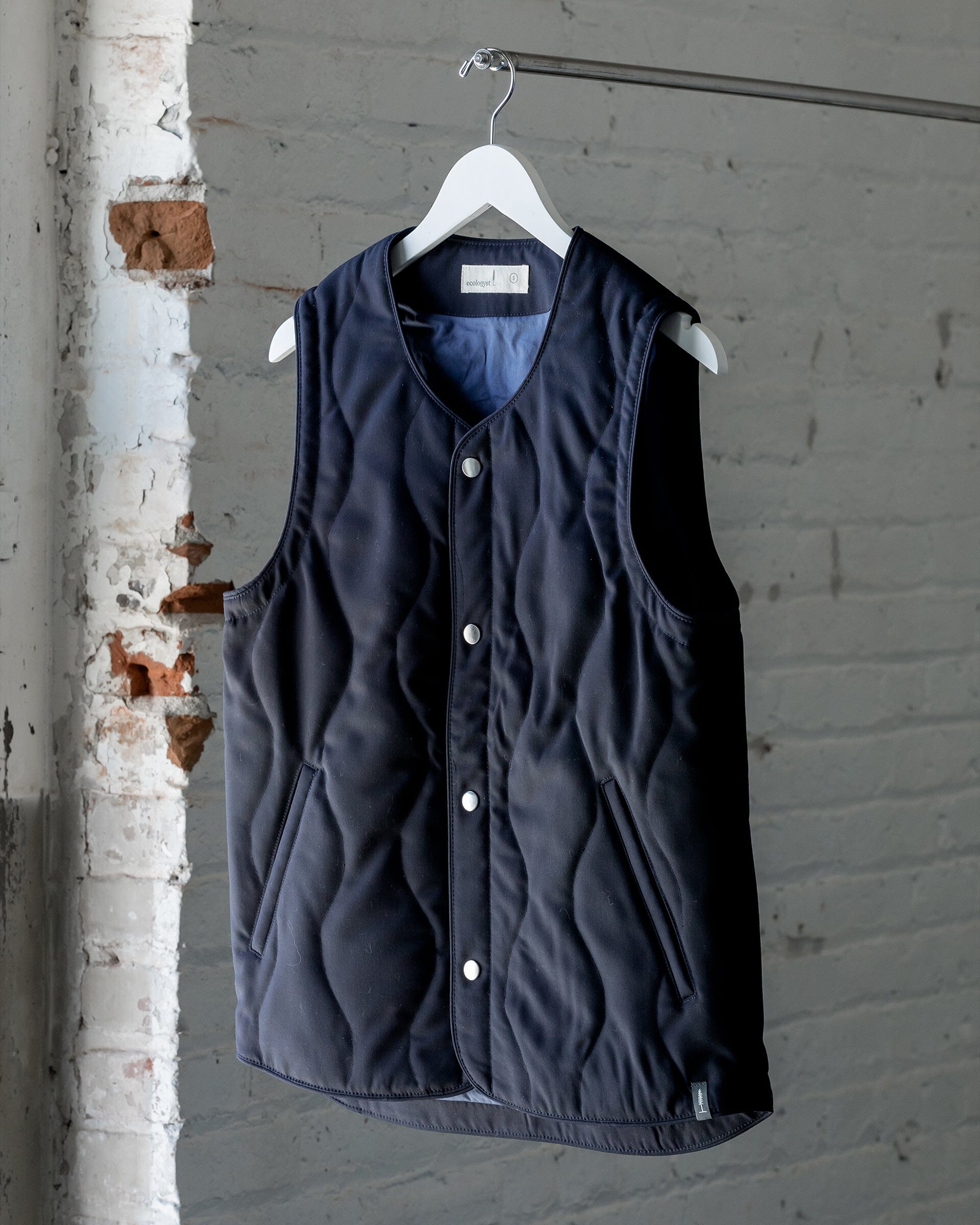 #color_navy The Mens Quilted Vest in Navy Front 