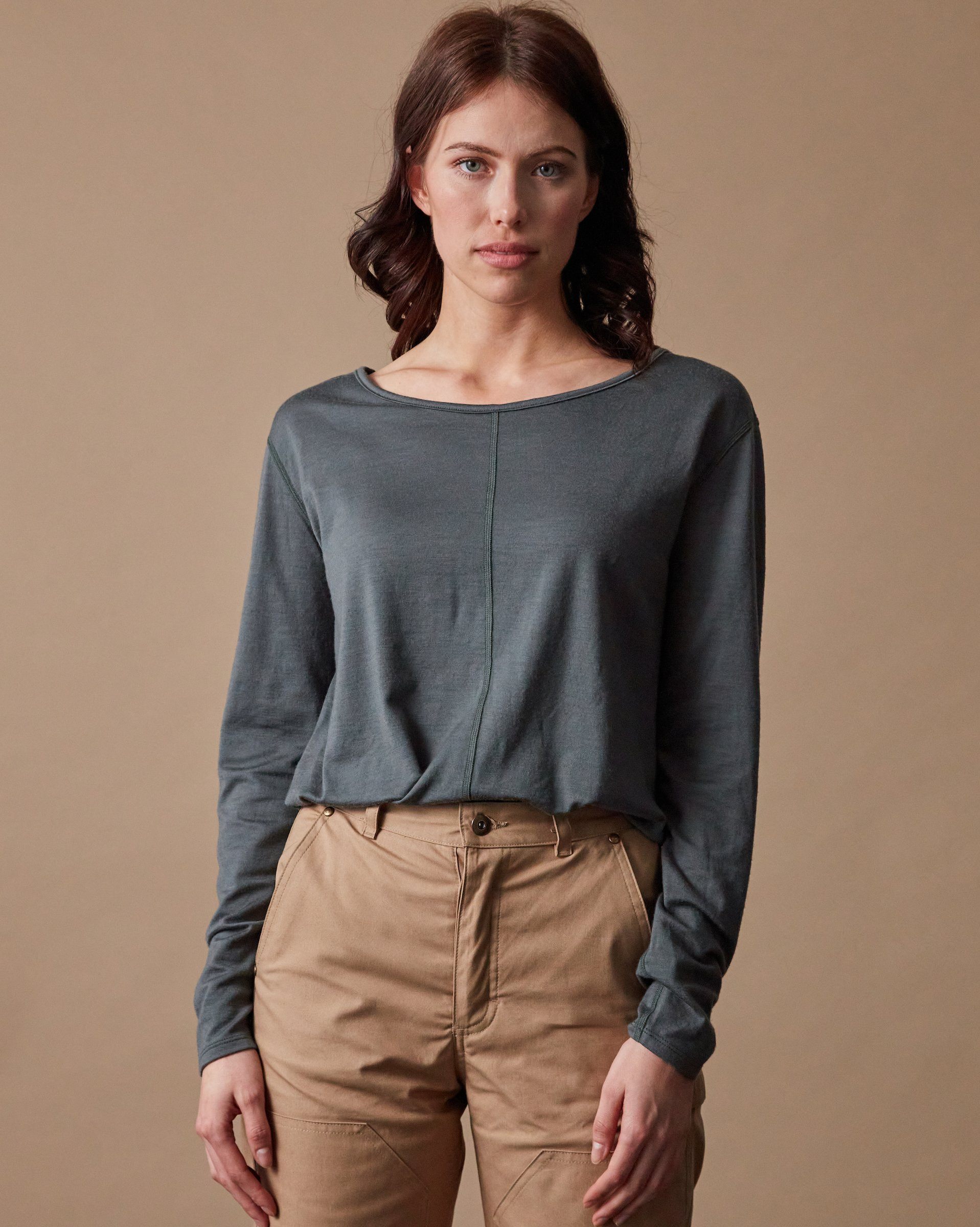 The 195 Merino Long Sleeve in Eucalyptus - Full Body #color_eucalyptus