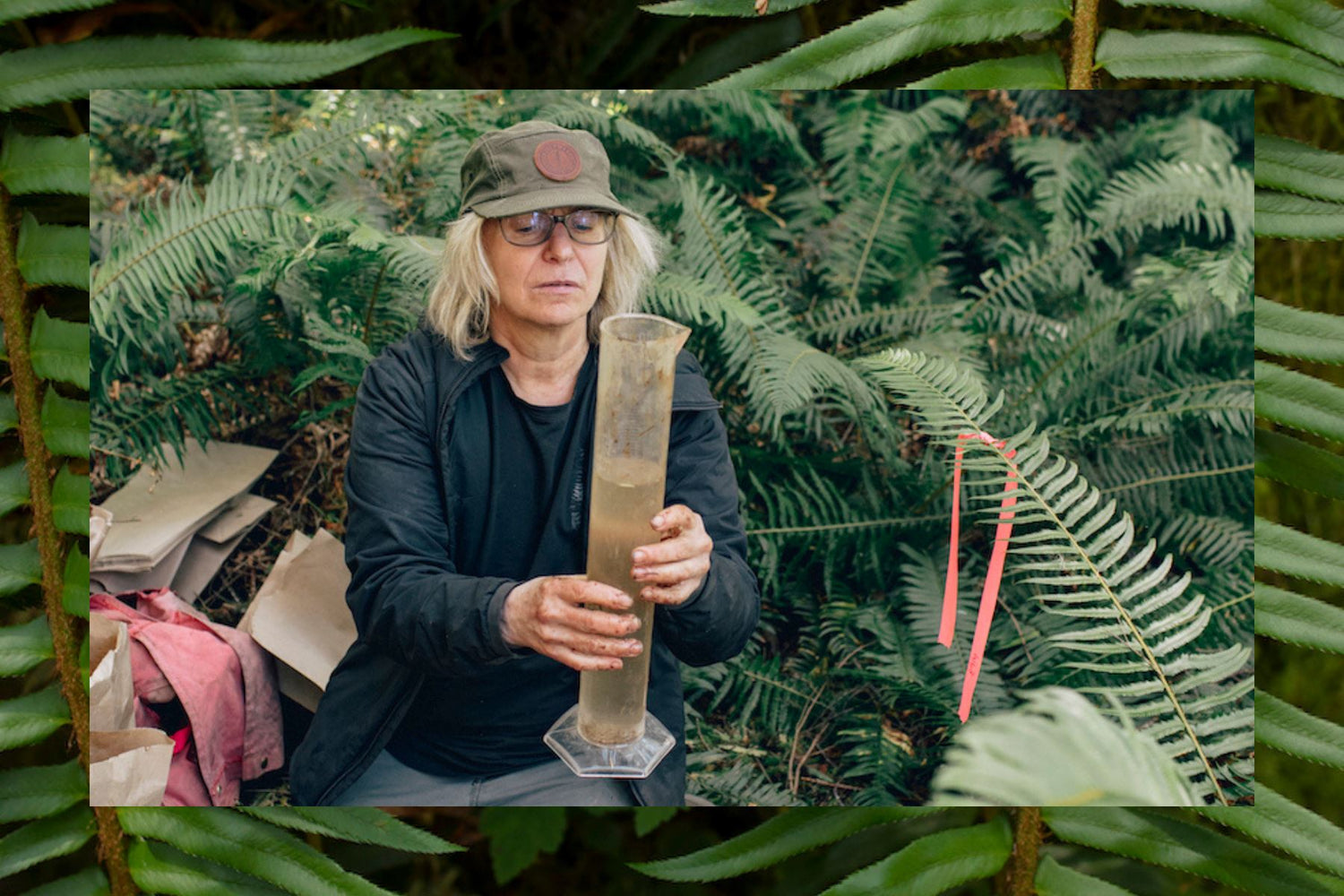 Dr. Suzanne Simard measures the soil health of an old growth forest
