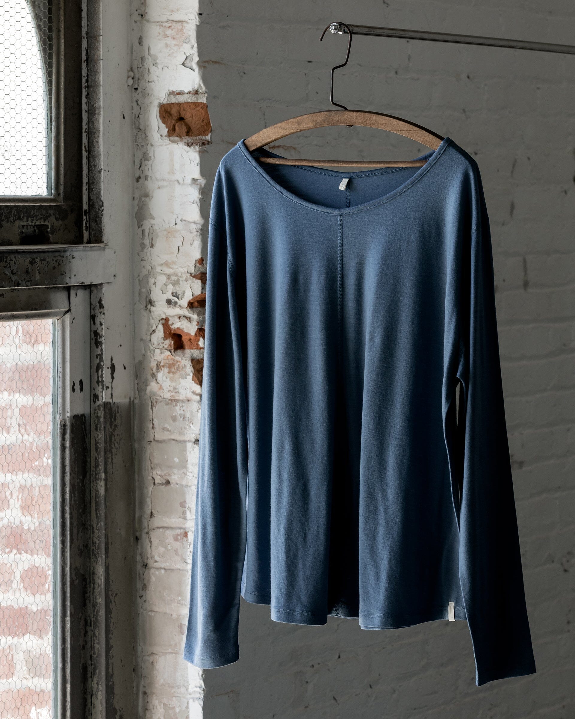 The 195 Merino Long Sleeve in Blue - Front #color_blue