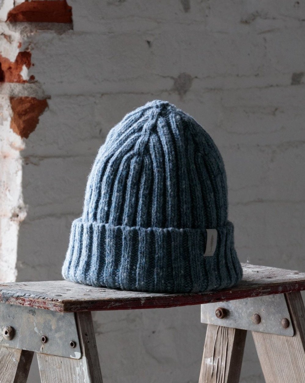 The Fisherman Toque in Speckled Light Blue Front #color_speckled-light-blue