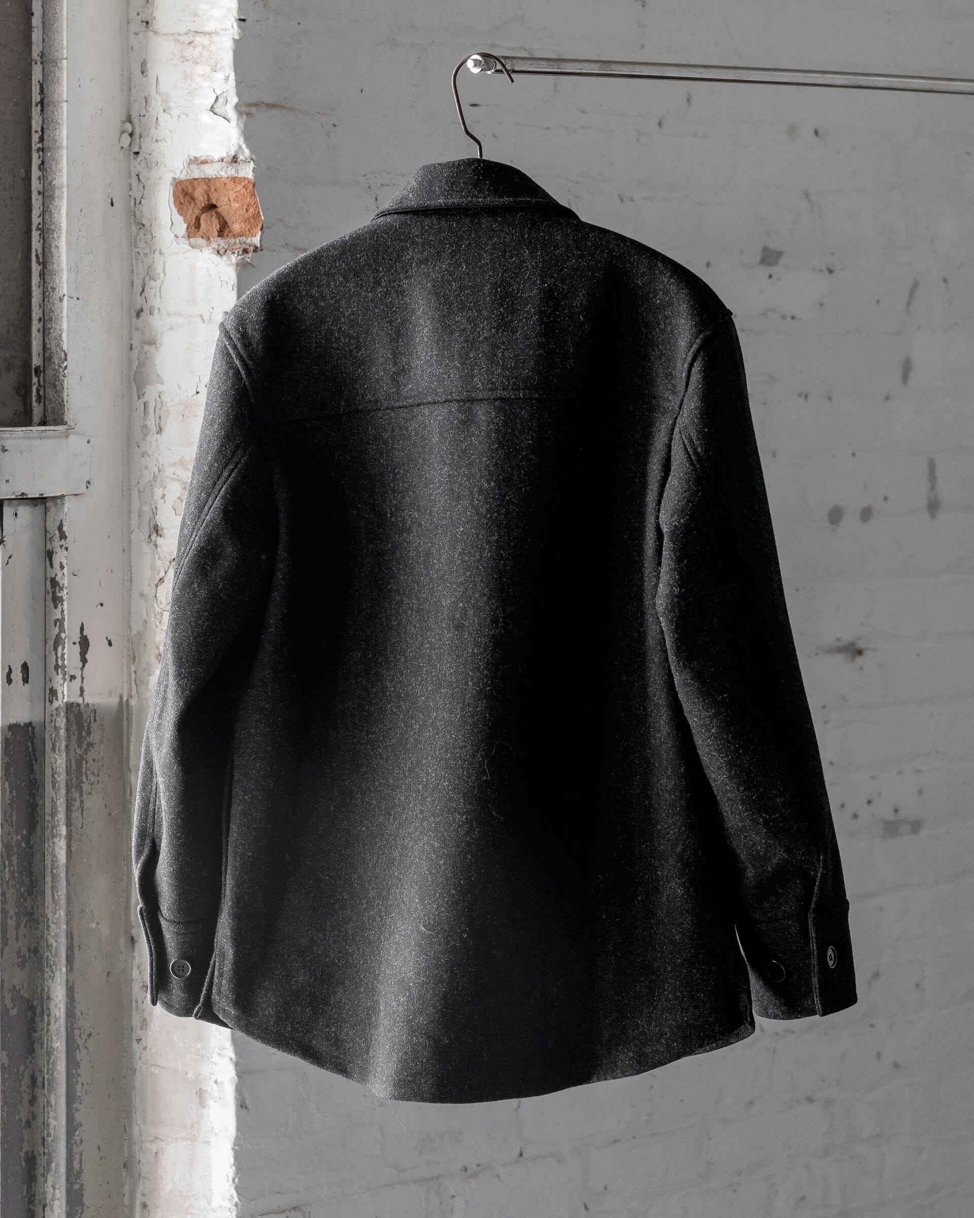 The Womens Wool Harbour Coat in Charcoal - Back #color_charcoal
