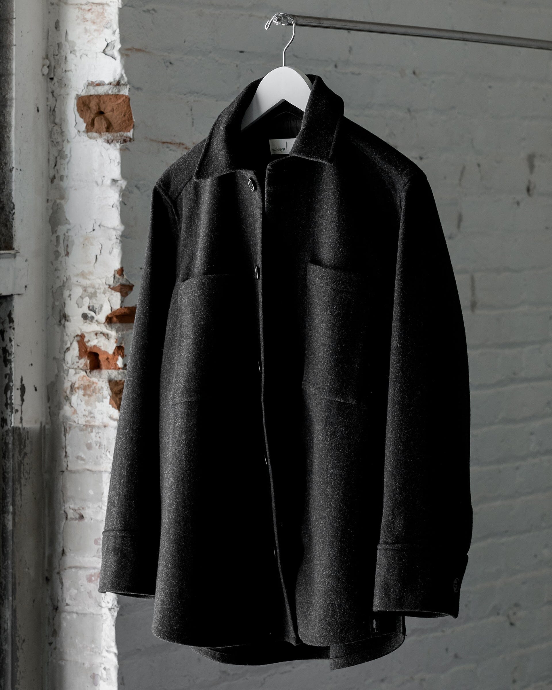 #color_charcoal The Heavy Wool Overshirt in Charcoal Front