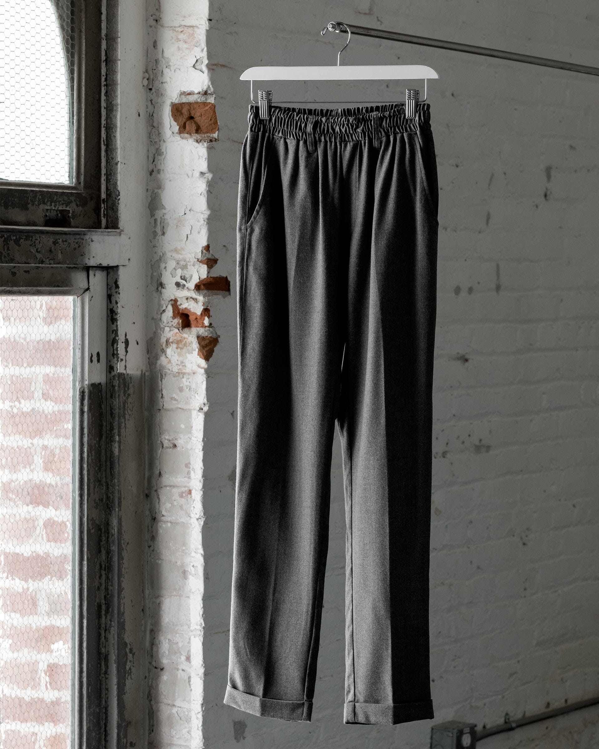 The Mens Light Wool Pants in Heather Grey - Front #color_heather grey
