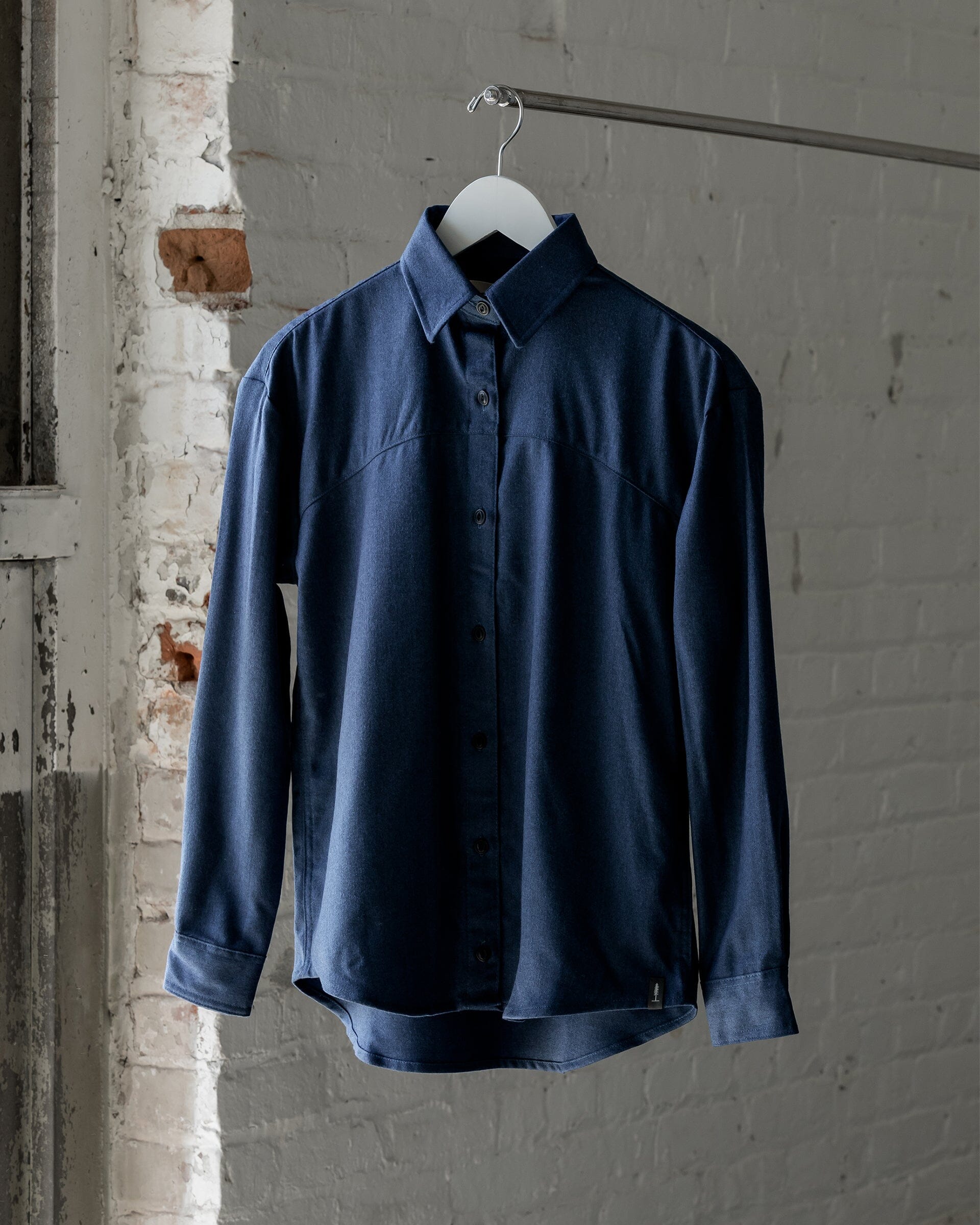 The Womens Light Wool Shirt in Heather Blue - Front #color_heather blue