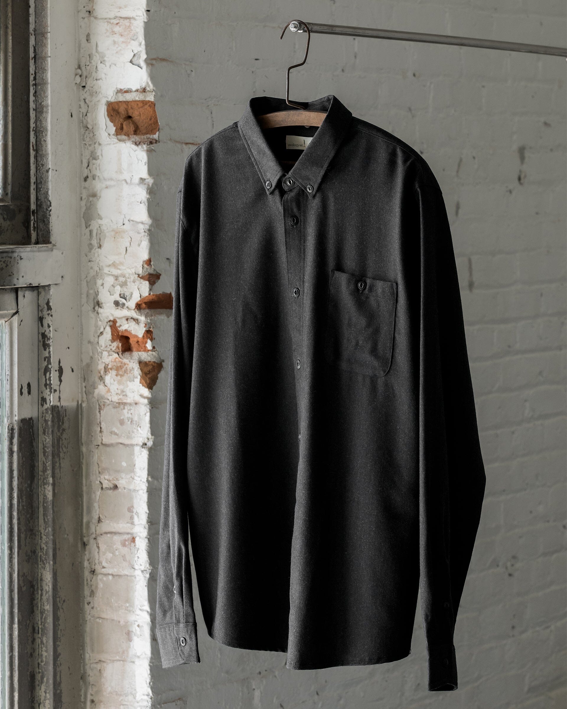 The Mens Light Wool Shirt in Heather Charcoal - Front #color_heather charcoal