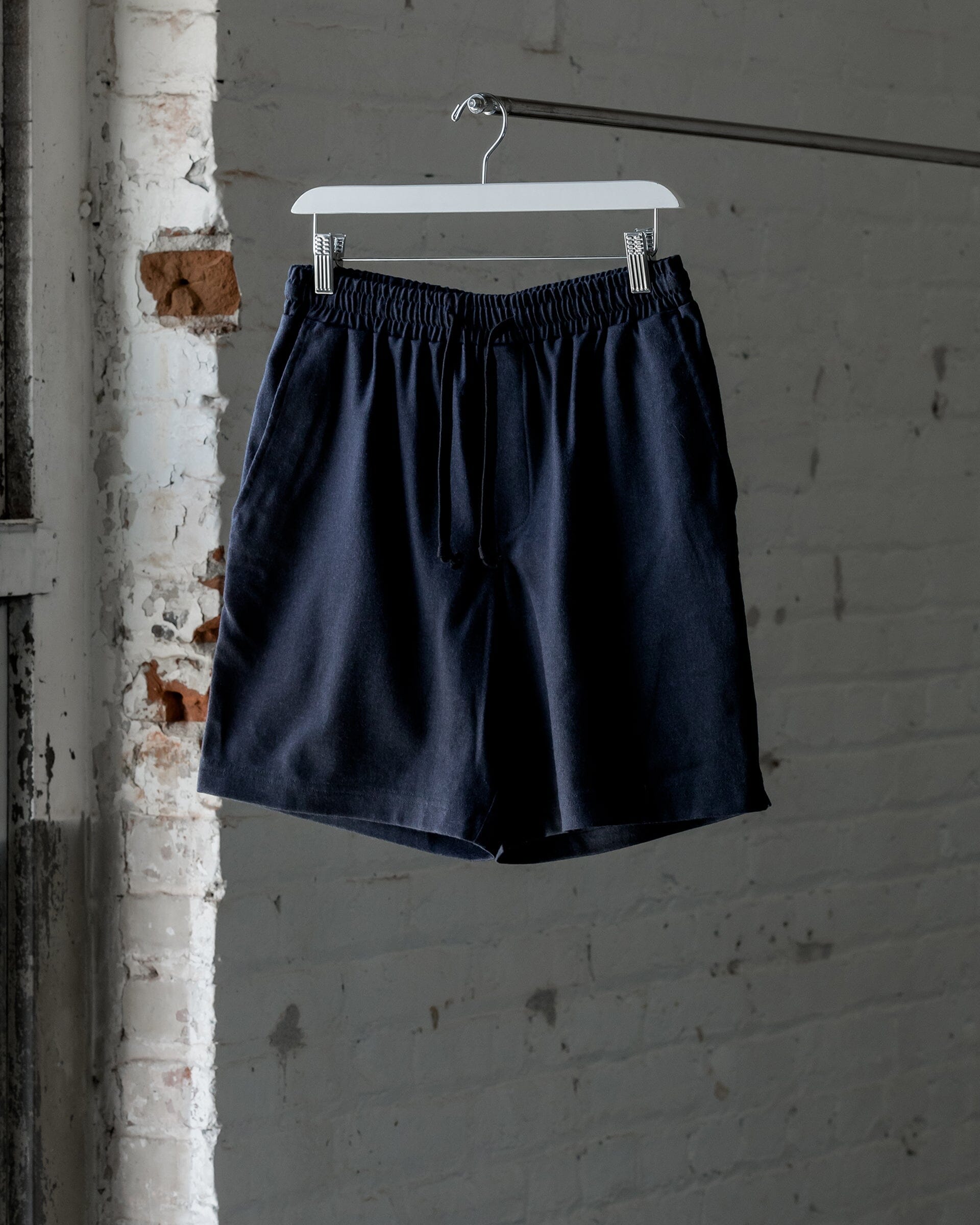 The Mens Light Wool Short in Heather Navy - Front #color_heather-navy