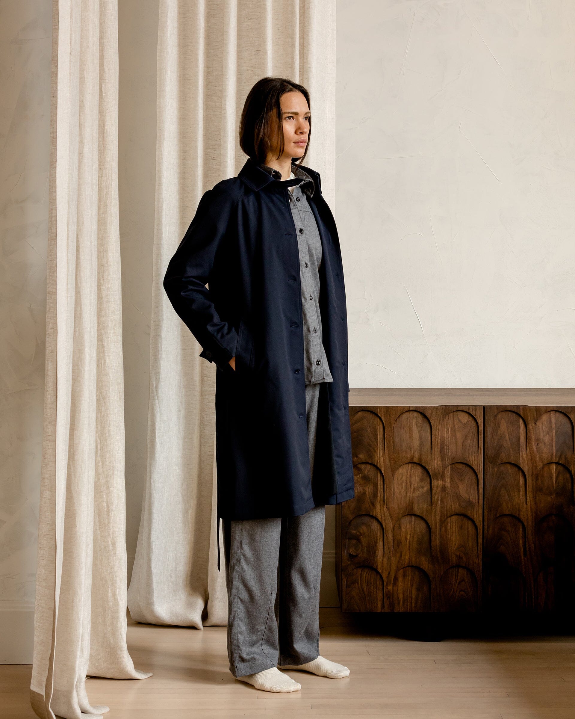 The Marzotto Trench in Navy - Lookbook #color_navy