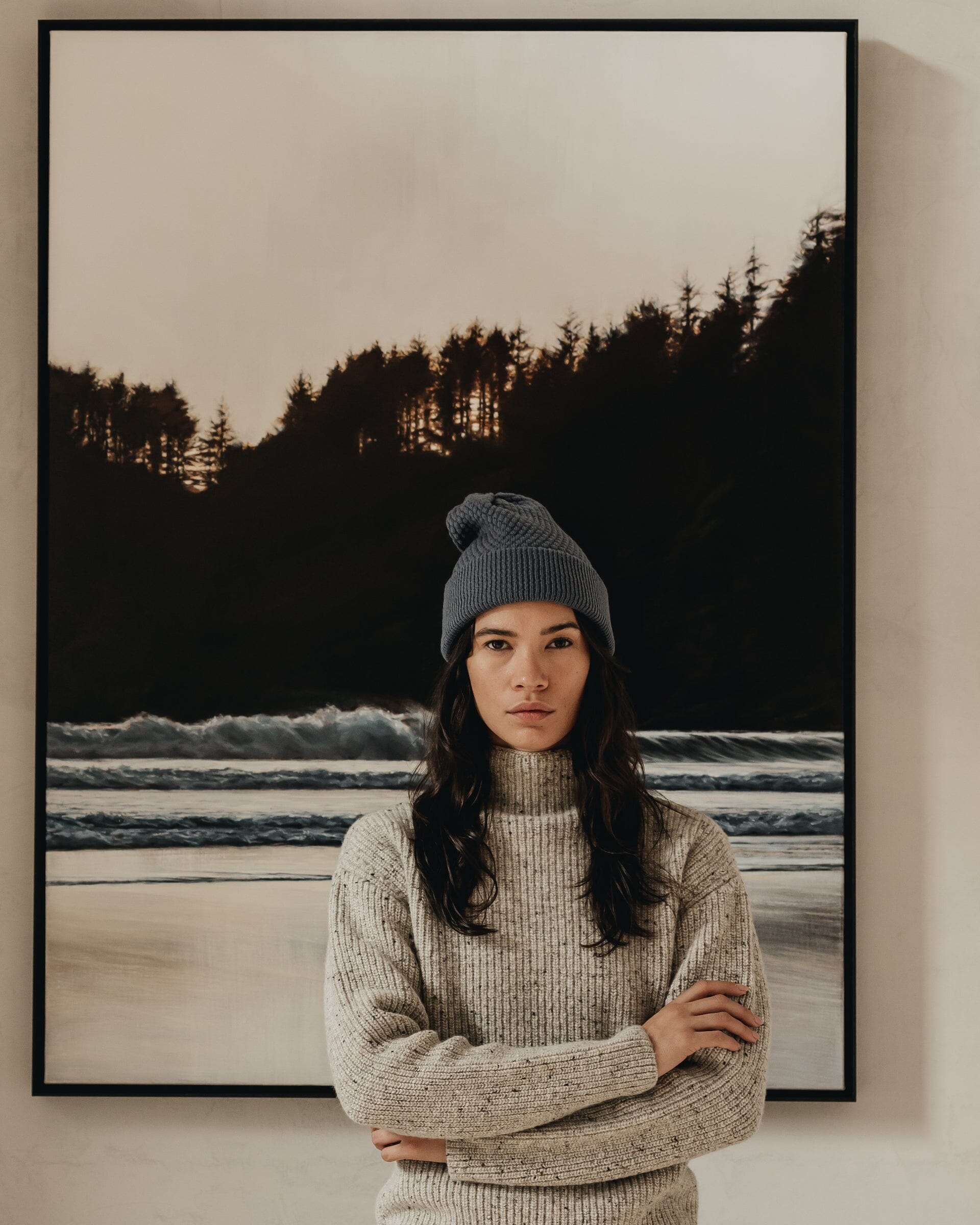 The Bubble Knit Toque in Blue - Lifestyle 1 