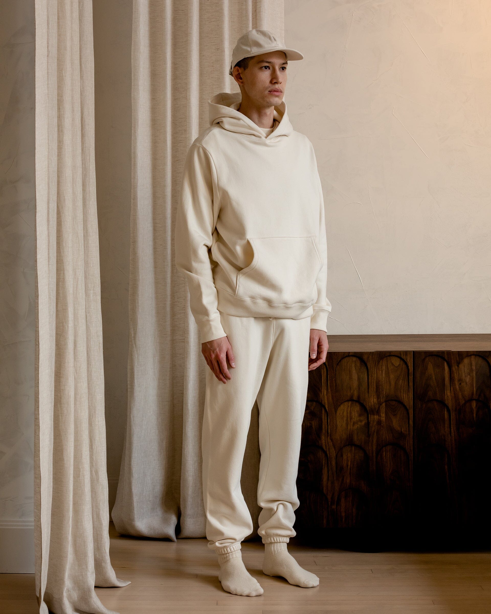 The Organic Pullover Hoodie in Natural - Side