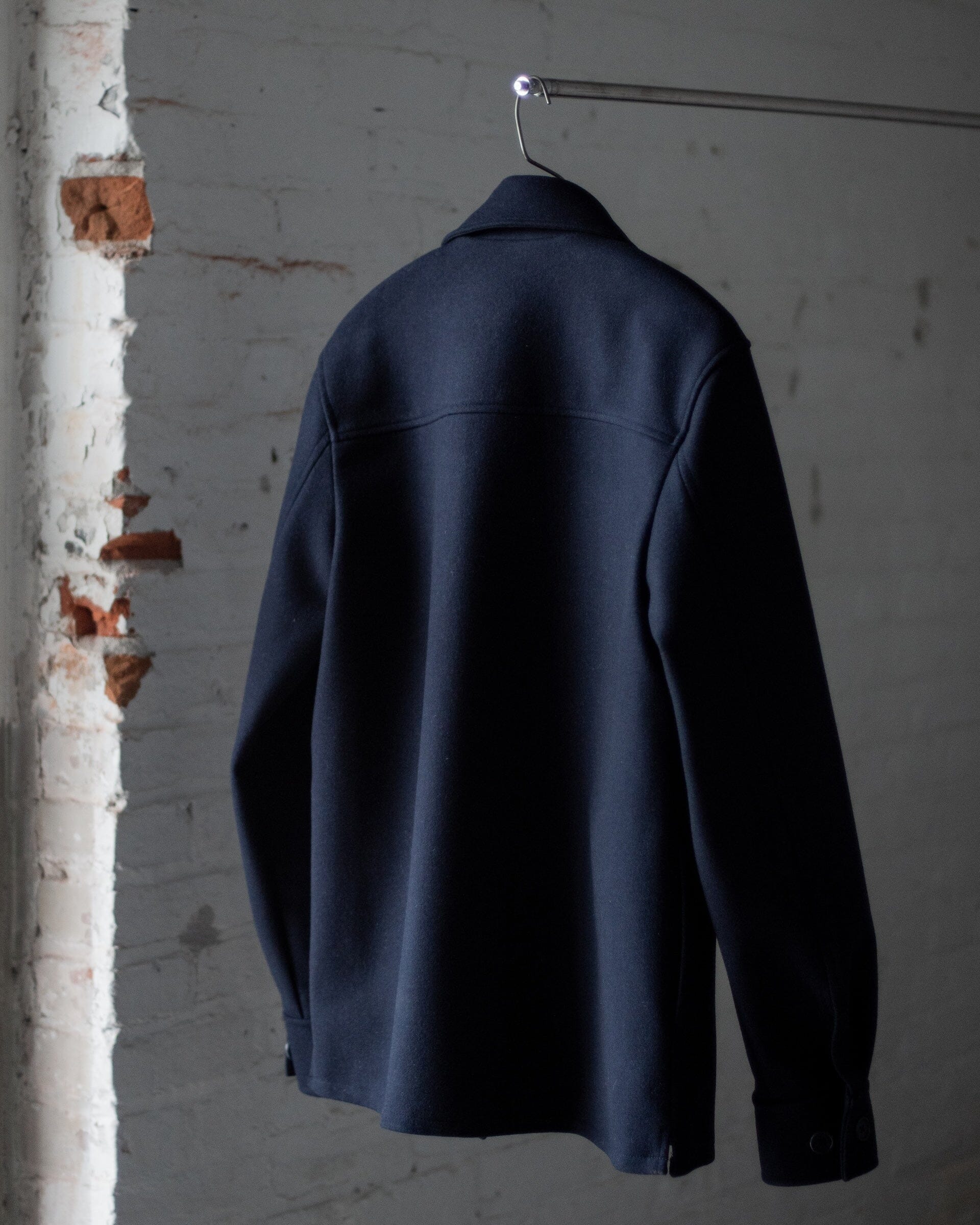 The Mens Wool Harbour Coat in Navy- Back #color_navy