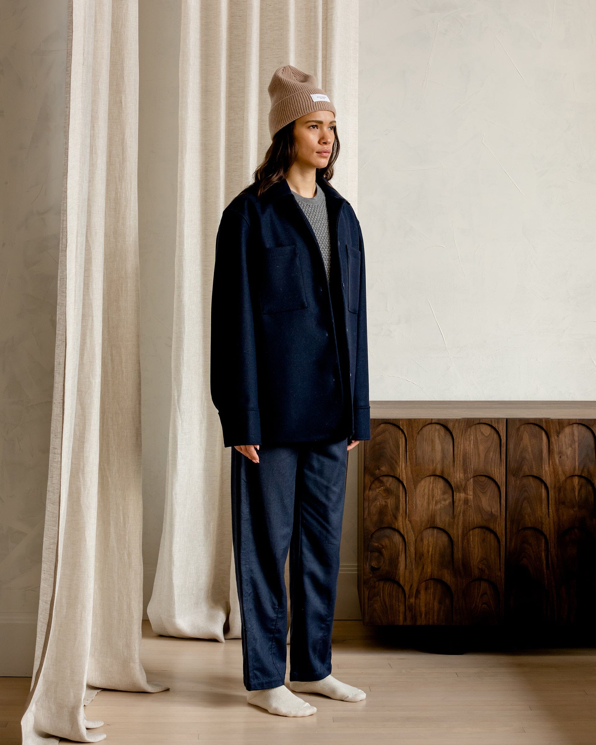 The Womens Wool Harbour Coat in Navy - Side #color_navy