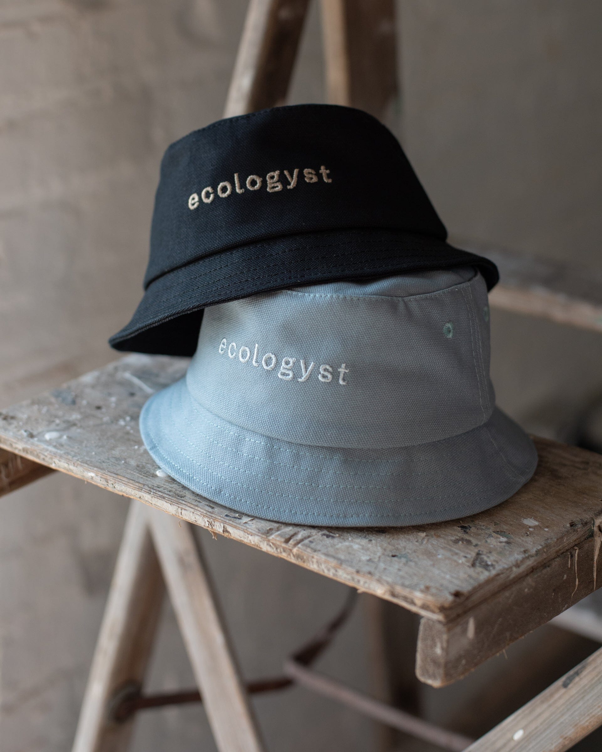 The Kids Canvas Bucket Hat in Sky Blue and Black