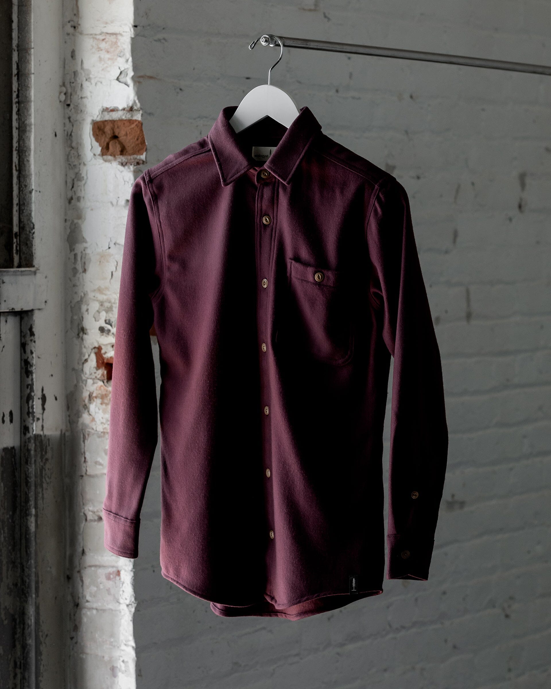 The Ecologyst Wool Shirt in Burgundy - Front #color_burgundy