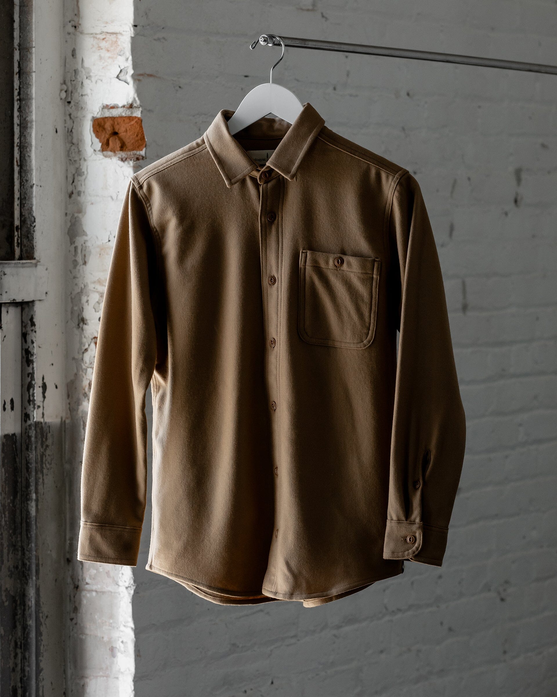 #color_tan The Ecologyst Wool Shirt in Tan Front 