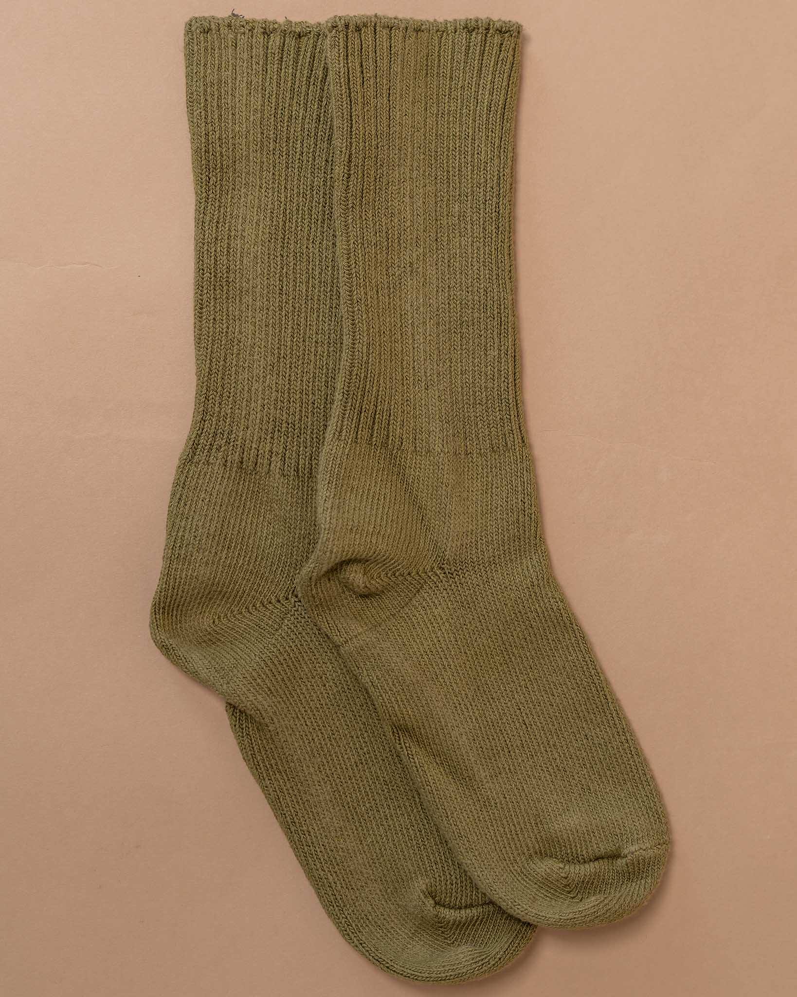 The Classic Crew Sock in Olive Flat Lay #color_olive