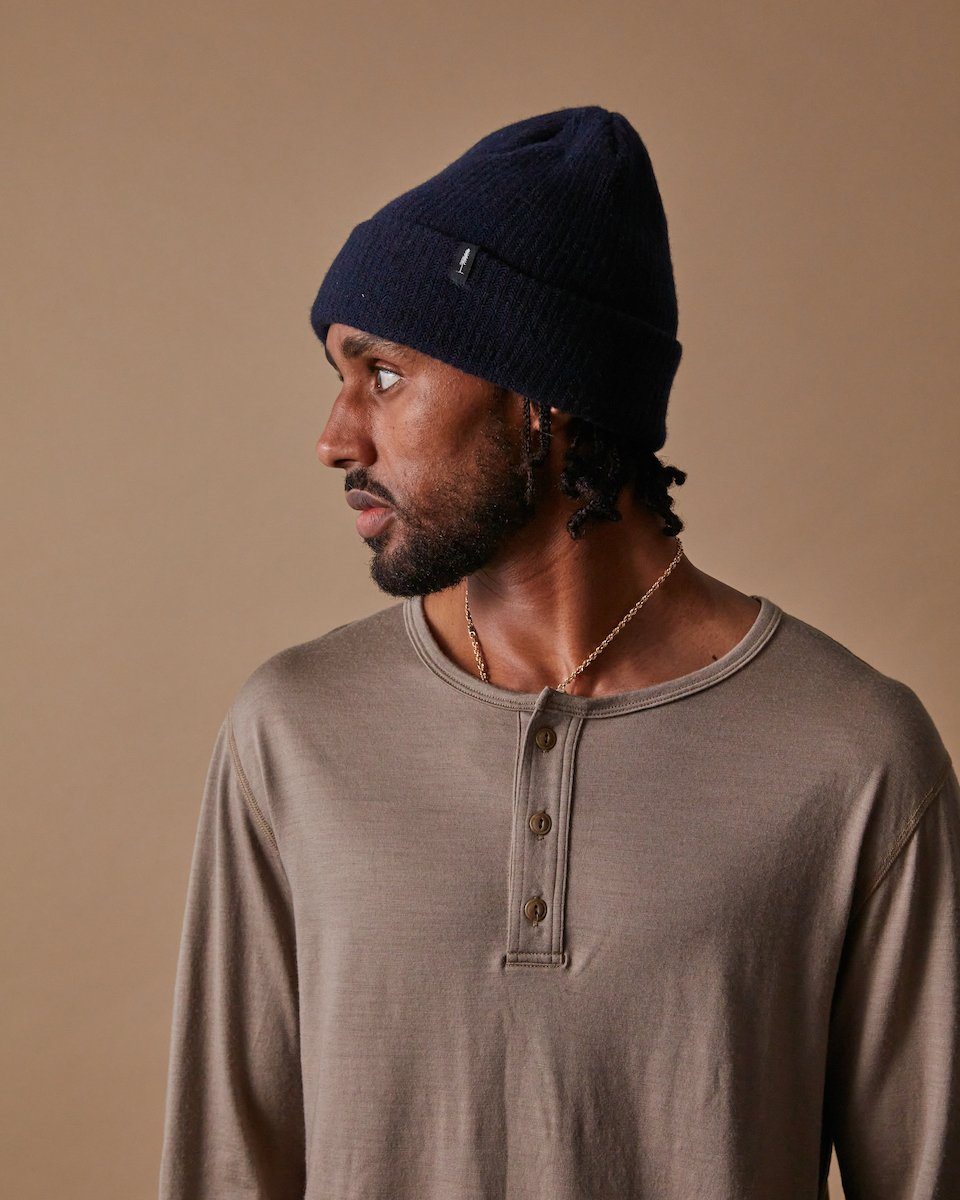 The Merino Cashmere Toque in Navy - Side #color_navy