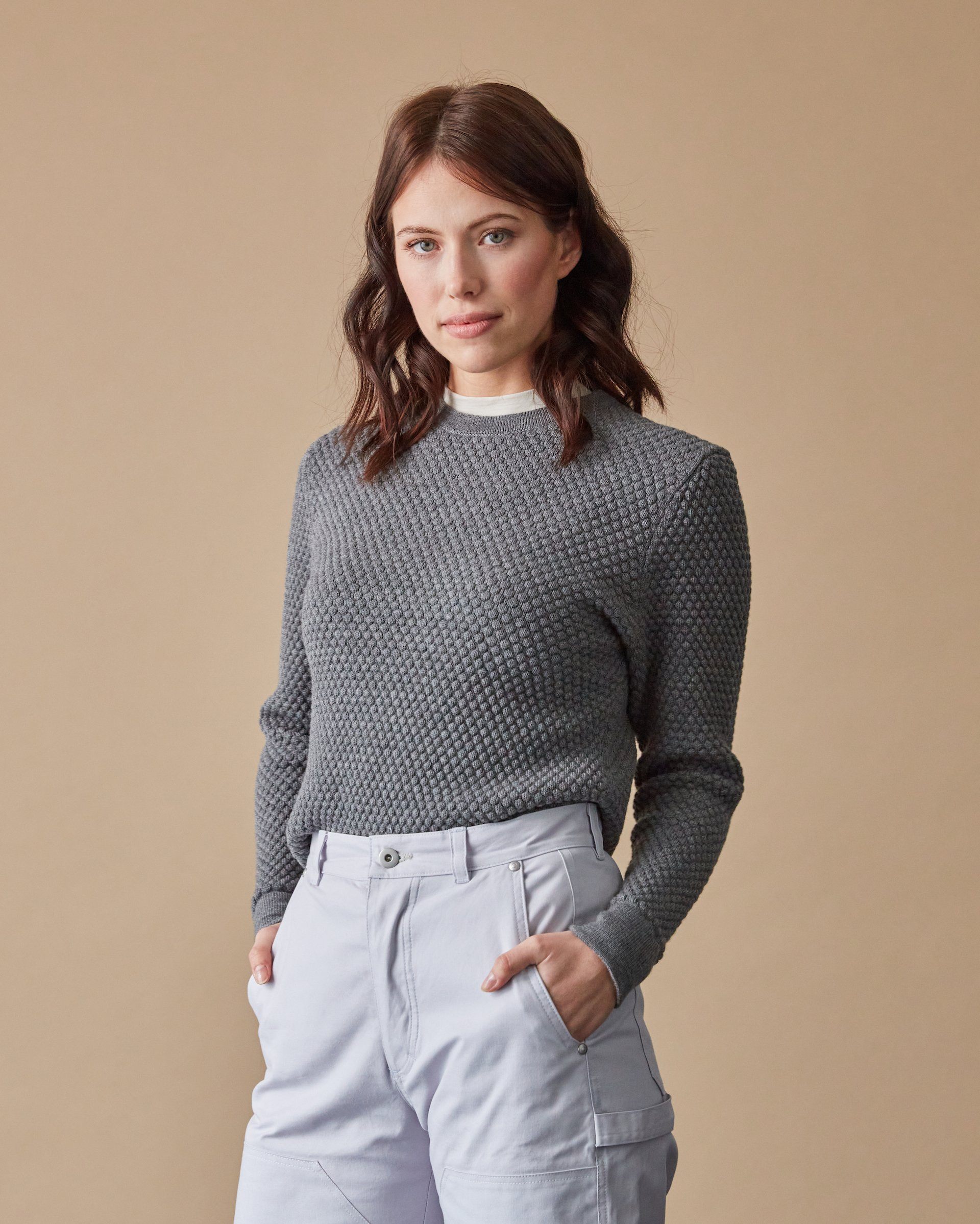 The Merino Sweater in Grey - Front #colour_grey