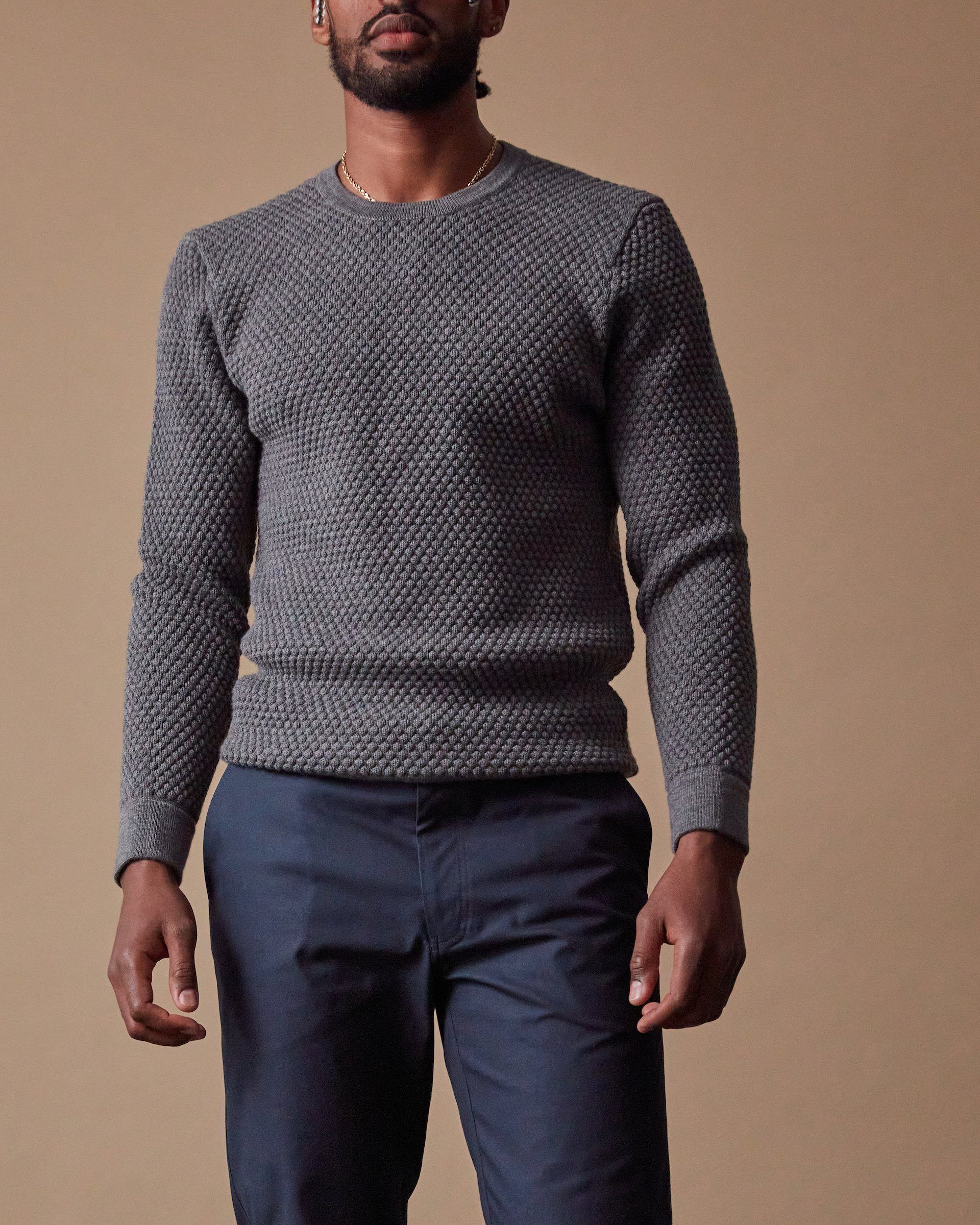 The Merino Sweater in Grey - Front#colour_grey
