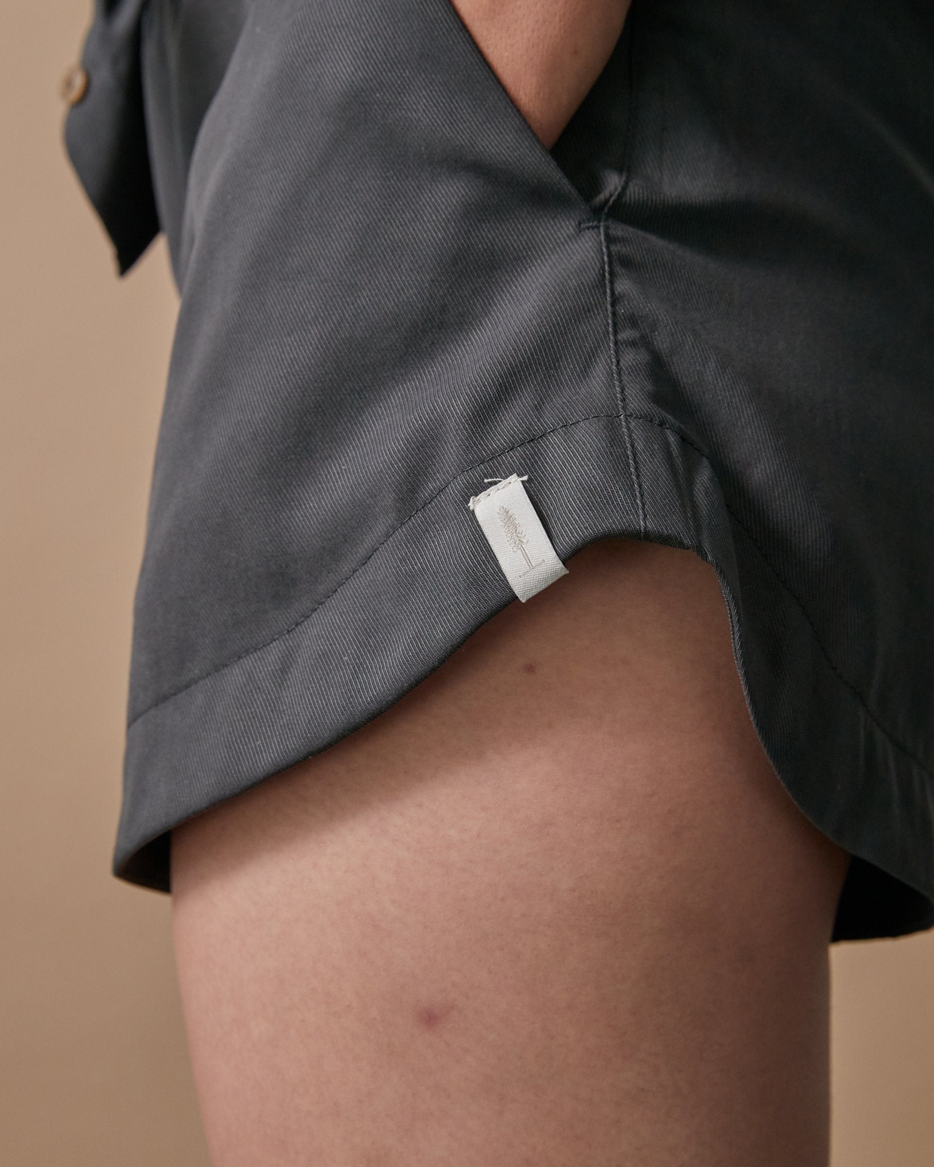 Womens The Tencel Shorts in Grey Detail #colour_grey